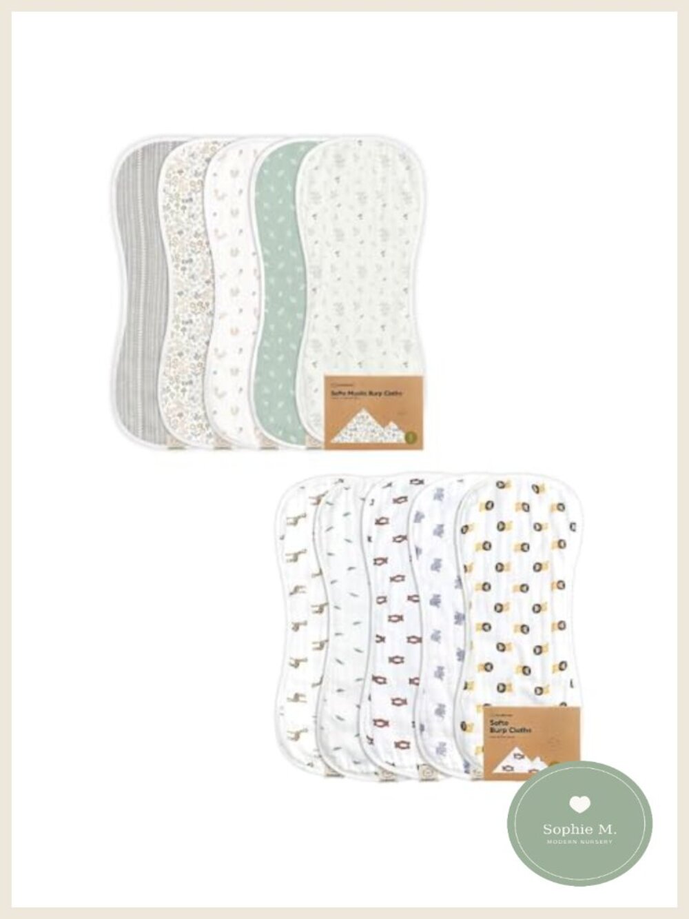 Muslin Burp Cloths 5-Pack Cotton Baby Washcloths Burp Rags Newborn